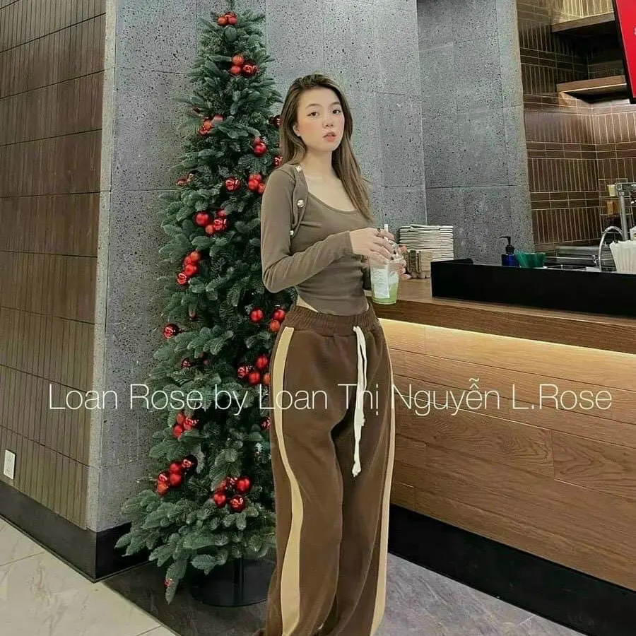 Quần nỉ tăm bo gấu phối sọc