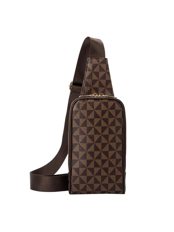 Women's Fashionable Geometric Pattern Fanny Pack, Casual Versatile Zipper Chest Bag for Daily Used, Trendy All-match Sling Bag 7