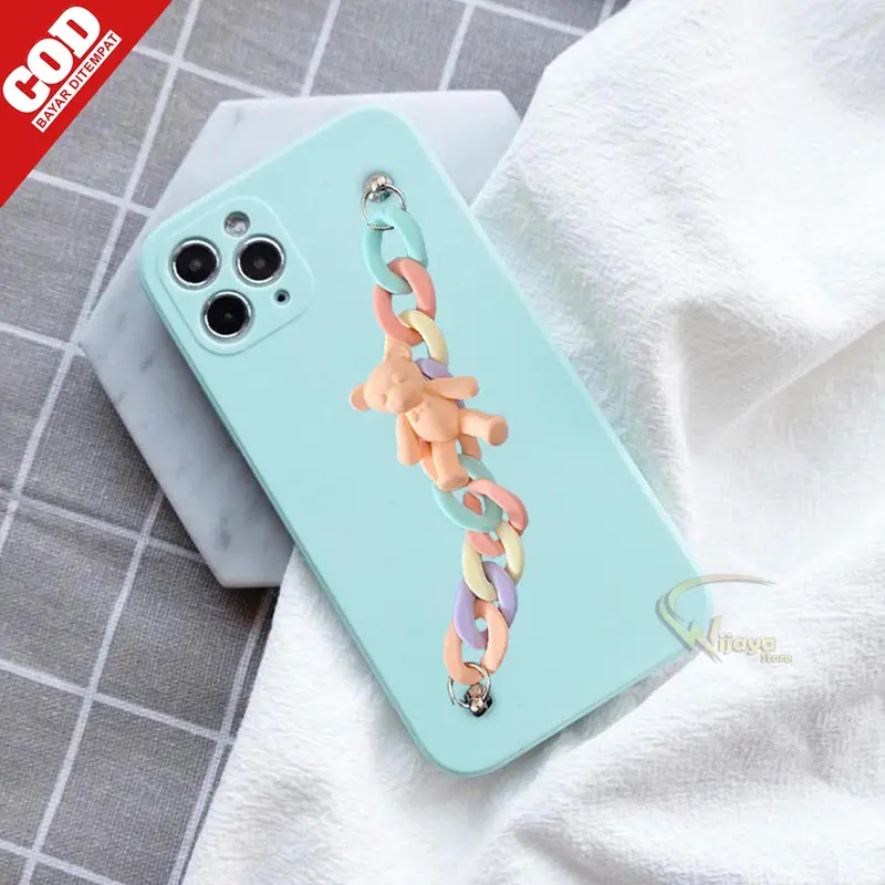 Softcase Macaron Bear For Op'o, S*msung, V*vo, Xi*omi, Iph*ne, Re*lme, Inf*nix Black Blue 5