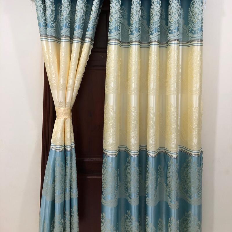 Rèm cửa gấm  thổ cẩm xanh lý,che nắng, trang trí nhà cửa cho cửa  chính cửa sổ, ngăn phòng gác trọ Vải