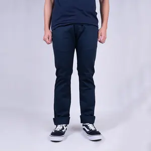 EARTHY GENOVA - Chino Pants Navy Celana Panjang Pria Cotton Slim Fit Cut Navy Color Size 28 - 38