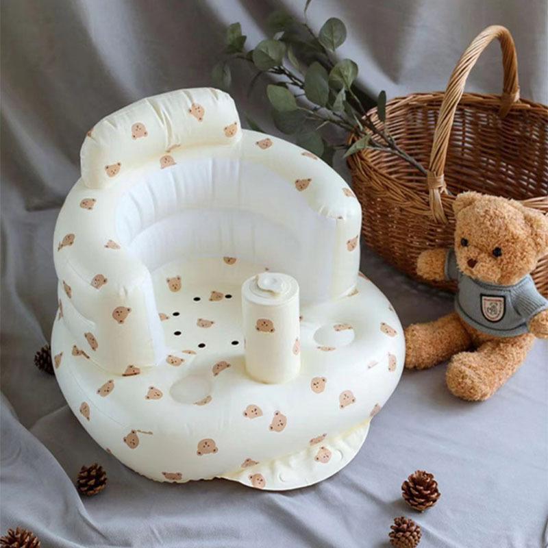 Baby's First Chair, 1 Count Cozy Inflatable Baby Sofa, Cute Animal & Plant Pattern Baby Learning Seat, Foldable Baby Shower Chair for Baby Boys and Girls, Stocking Fillers, Birthday Gifts, Baby Furniture, High Chair 7