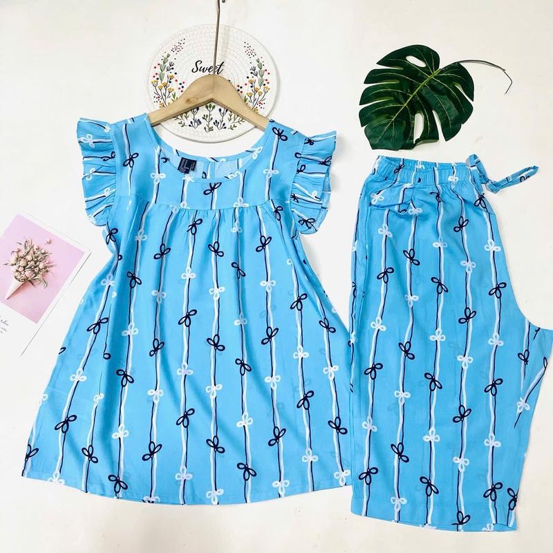 42-75kg Đồ Bộ lanh/ bộ tole Nữ loại 1 mềm mịn mát VNXK F21 ÁO TAY CÁNH TIÊN QUẦN LỬNG 3