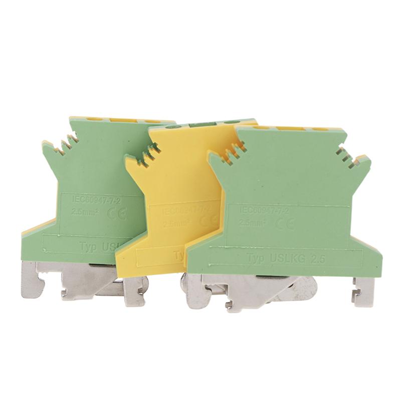 Product Introduction of USLKG2.5 Screw Ground DIN Rail Terminal Block Earth Connector Protective Modular UK 2.5mm Wire Electrical Connector USLKG-2.5N 22