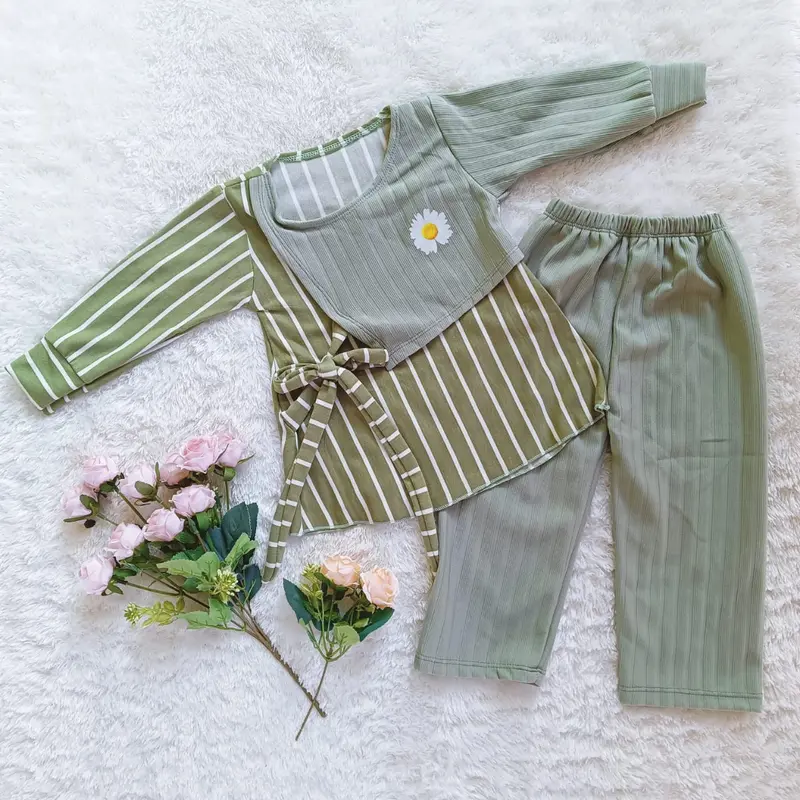 Setelan Knit Hornet Rompi Anak Perempuan Usia 1-10 Tahun Lengan panjang Parsel 3