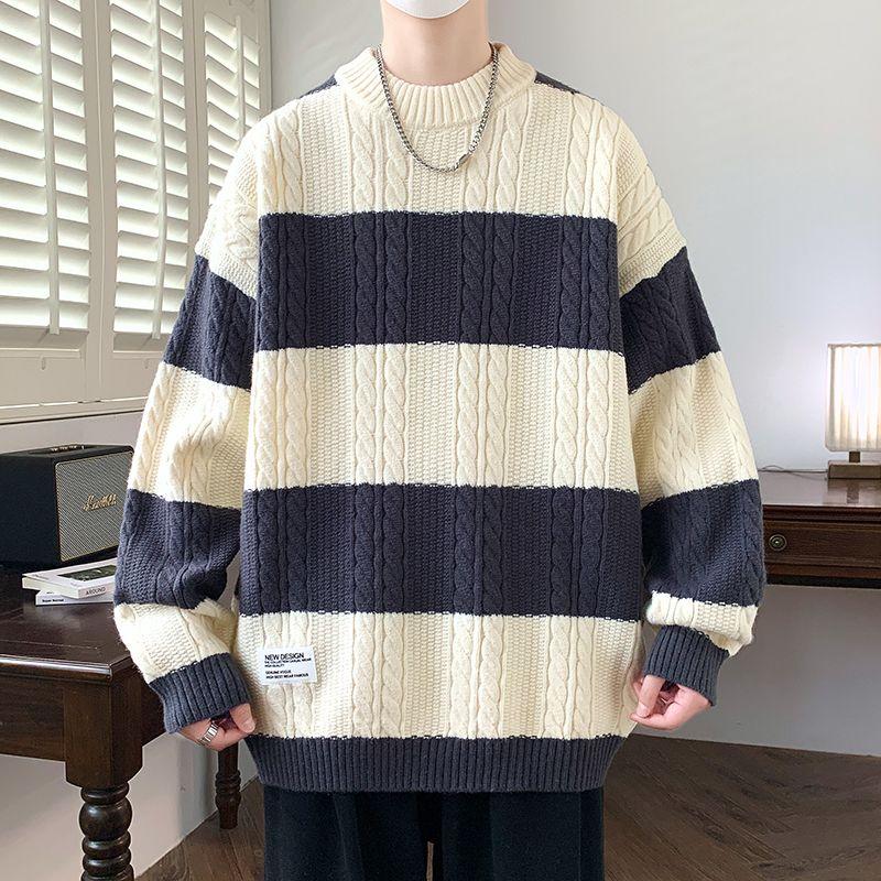 Áo Len Dệt Kim, Mềm Mại Và Mềm Mại, Chất Liệu Cashmere, Cổ Tròn, Thích Hợp Cho Mùa Đông, Thời Trang Trẻ Trung Mới, Dáng Rộng Vừa Vặn, Lý Tưởng Cho Học Sinh, Áo Len Giữ Nhiệt, Dành Cho Nam Giới 3