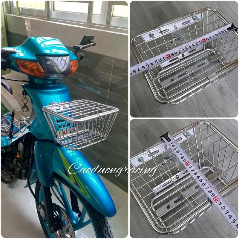 Rổ xe inox pas đa năng gắn cho xe cub, dream, wave, Rổ xe trung, rổ xe mini , phụ kiện xe máy, phụ tùng - caoduongracing Cao Su