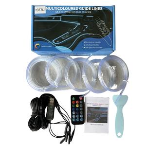 Luz ambiental LED para interior de auto, kit de luz de ambiente USB, tira de neón con modo de música para decoración de 4 puertas del auto y consola central