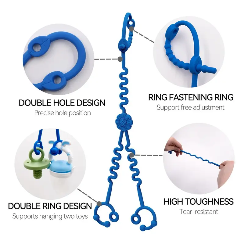 Baby Safety Seat Toy Traction Rope (5 Counts/set), Flower Shaped Adjustable Car Safety Seat Toy Traction Rope, Anti-fall Rope Suitable for Baby Stroller 4