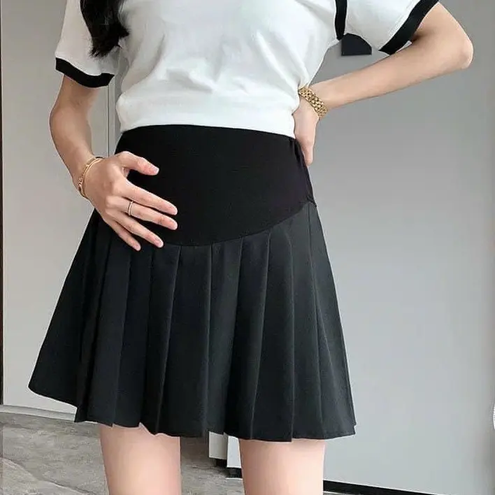 Chân Váy Bầu Xếp Ly Có Quần Váy Bên Trong Q4 Nữ Women Voi