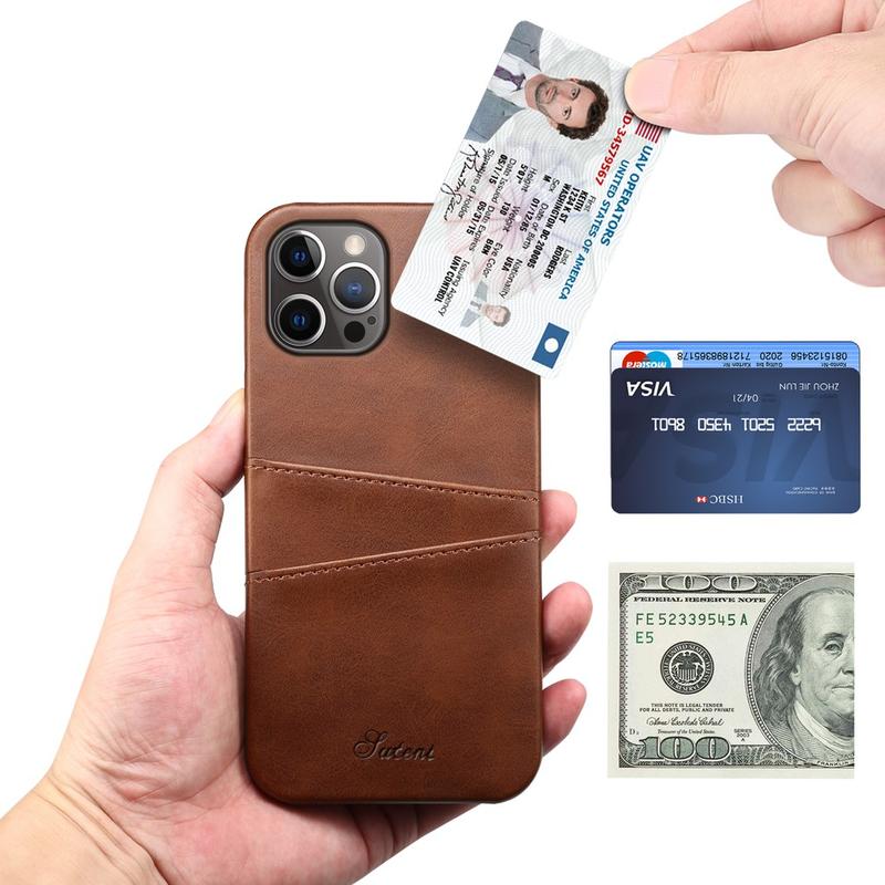 Leather Case Compatible for iPhone 12 Pro Max Mini with Card Slot - Casing Kulit Hard Case Holder 3