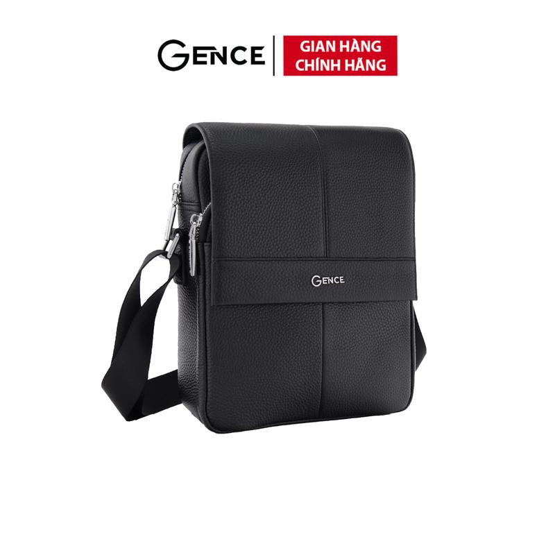  Túi Đeo Chéo Nam Túi Đeo Vai Cỡ Nhỏ GENCE TD01 Da Bò Mềm Cao Cấp Màu Đen Dáng Dọc 