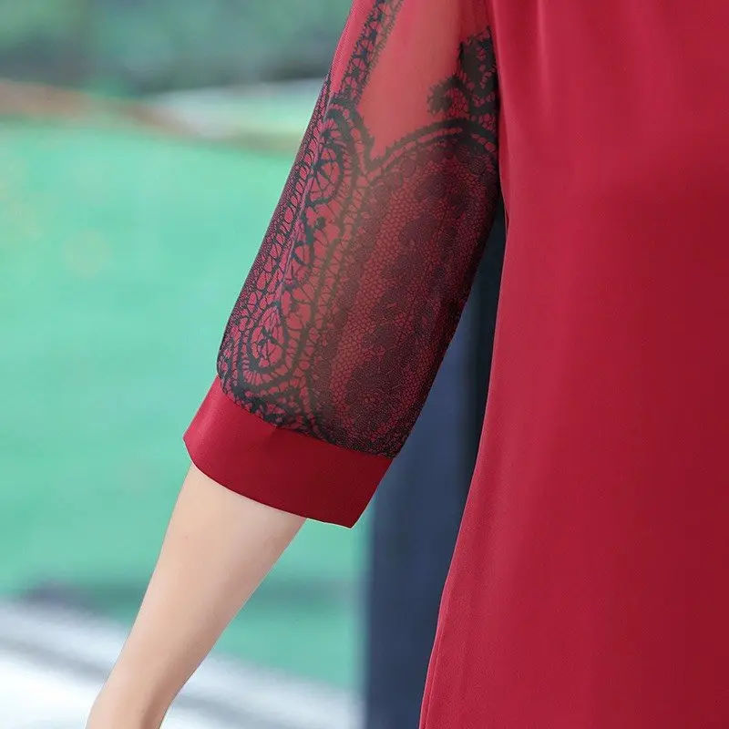 Áo Nữ Trung Niên A166, Mẫu Sơ Mi Trung Niên Tặng Mẹ Chất Lụa Tay Lỡ Sang Trọng | Thời Trang NP Clothing 4