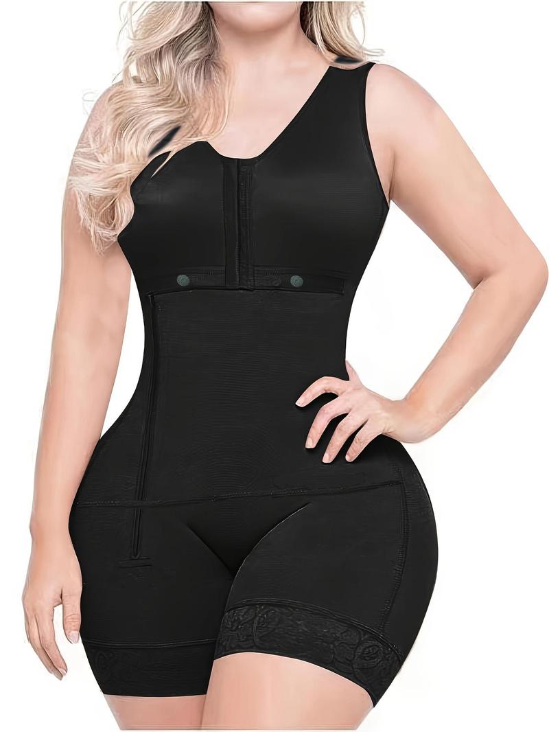 Product Introduction of Women's Solid Contrast Lace Hook & Eye Closure Zipper Design Shapewear Romper, Casual Comfy Tummy Control Butt Lifting Shaper, Ladies Shapewear for All Seasons 12