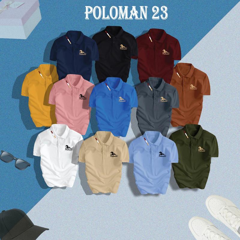 Combo 3 áo polo POLOMAN 23 thanh lịch vải thái cao cấp co giãn thoải mái unisex nam nữ tay ngắn đa dạng màu và dễ phối đồ