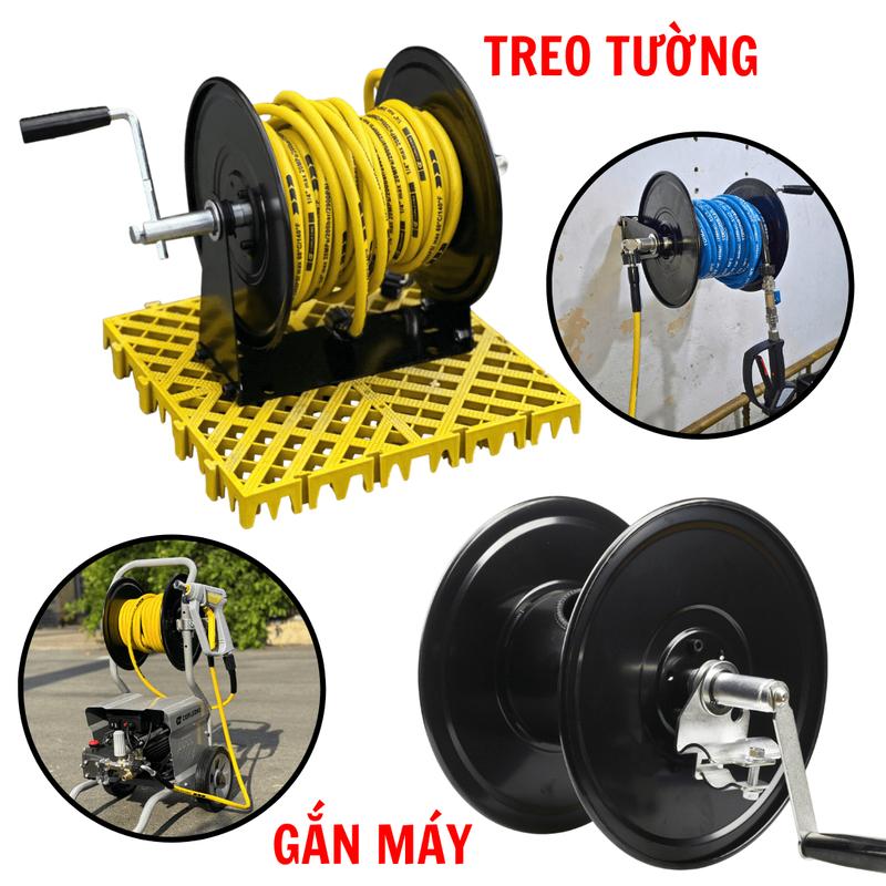  Khung Rulo Cuộn Dây Cao Áp Gắn Máy Rửa Xe Hoặc Treo Tường | Trục Inox 304 Dễ Lắp Đặt Đa Dụng 