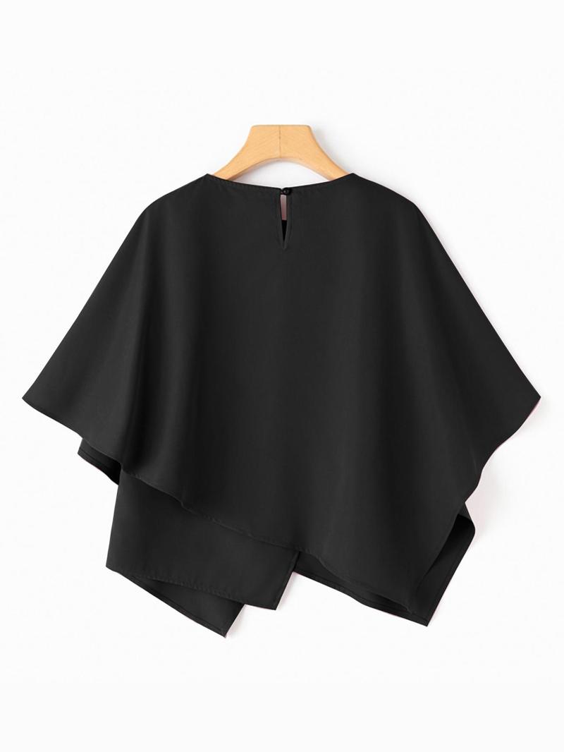 Product Introduction of Women's Plain Keyhole Neck 3/4 Sleeve Blouse, Casual Solid Color Top for Summer, Women's Clothing for Daily Wear 5