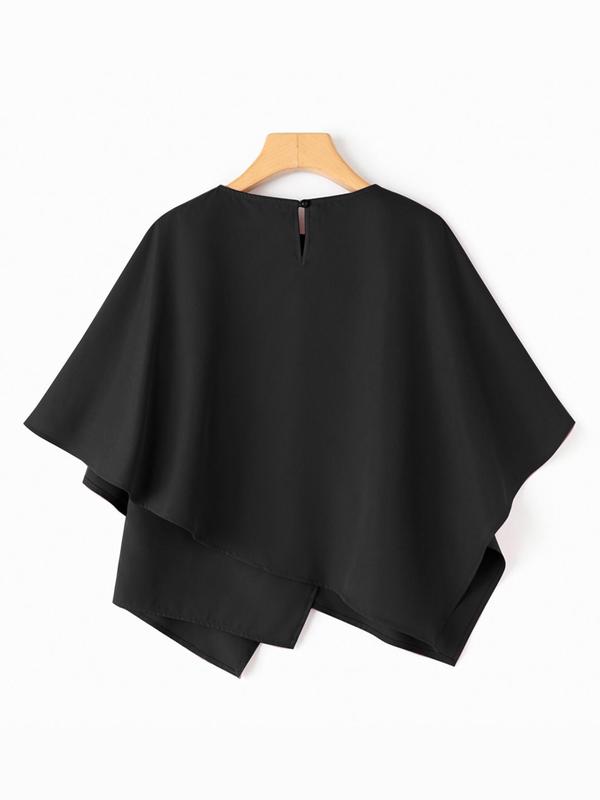 Women's Plain Keyhole Neck 3/4 Sleeve Blouse, Casual Solid Color Top for Summer, Women's Clothing for Daily Wear 4