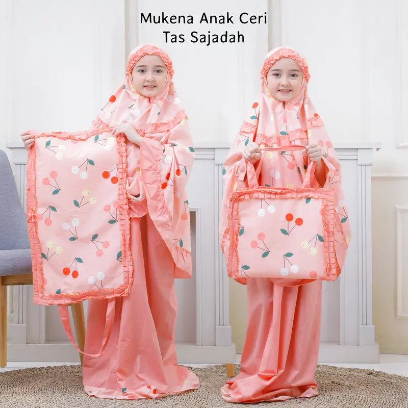 Mukena Anak Tas Sajadah Motif  Ceri 2