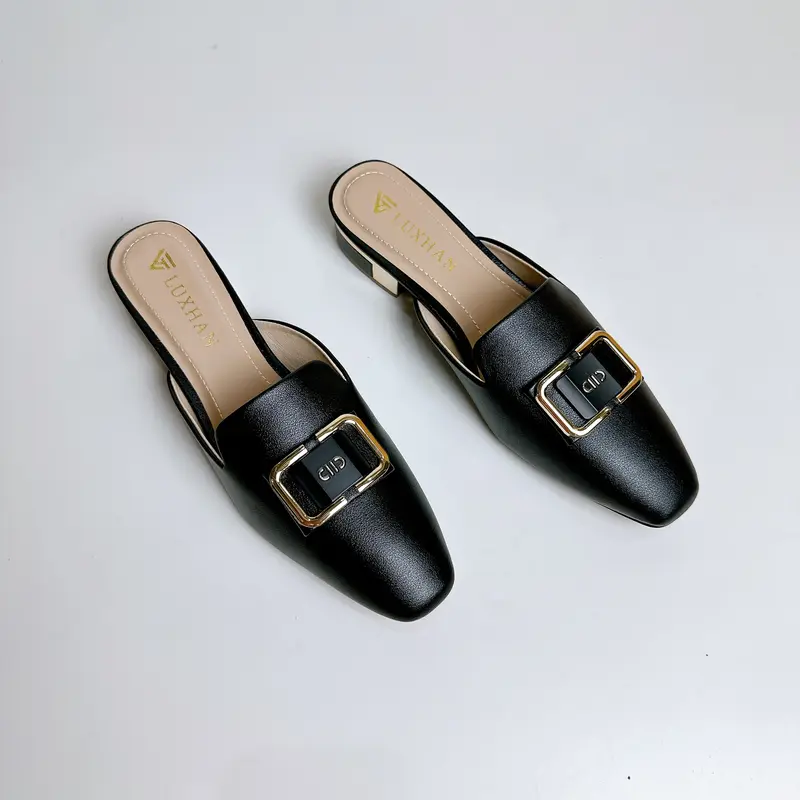 Sục Mũi Vuông Gót Cao 2cm Da Mờ Cao Cấp, Đế Đồng Bọc Da [ Chuẩn Size ] Shoes Nữ DéP Jean GiàY 2