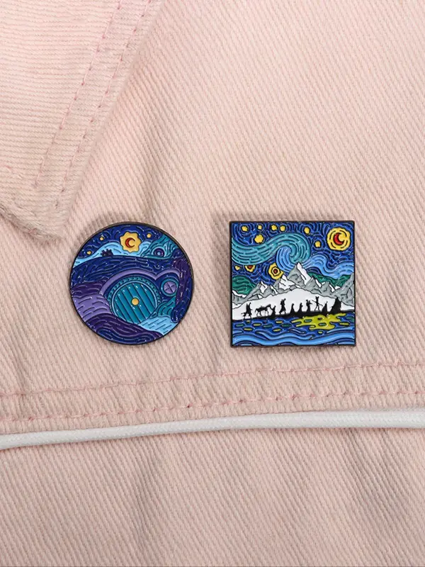 Creative Starry Sky Pattern Brooch, Cute Cartoon Badge for Daily Clothing Decor, Trendy All-match & Exquisite Brooch for Birthday Gift 3