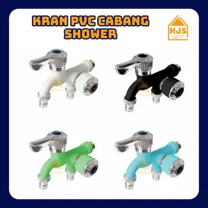 [HJS] Keran Cabang Shower ABS Kran Air Double Plastik Kamar Mandi Toilet WC 1/2 Inch | Kran Shower Cabang Double Kran Pvc