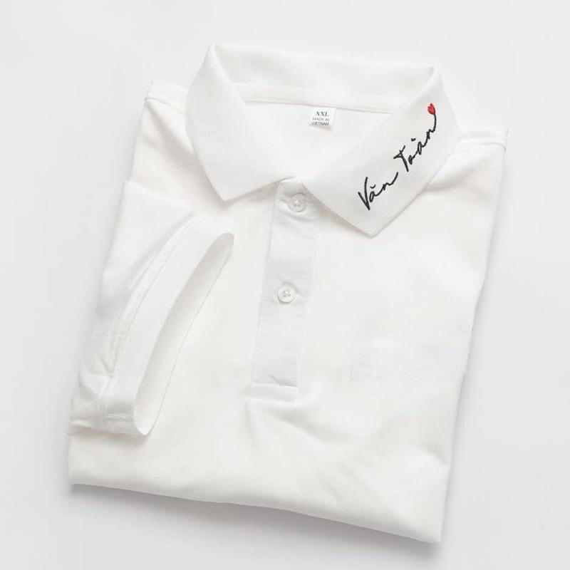 Áo Polo thêu tên (khách gửi tin nhắn cho shop tên muốn thêu nhé) cổ xanh đen