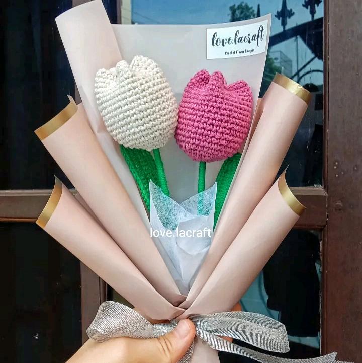 Custom Buket Bunga Rajut 2 Tulip | Crochet Flower Bouquet 1