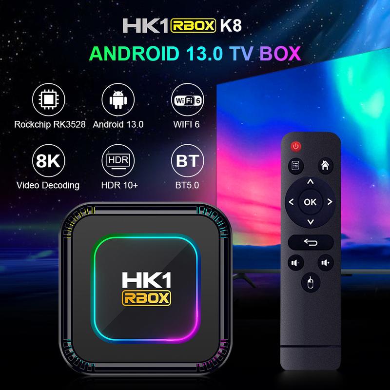 Product Introduction of Android 13.0 TV Box,HK1 RBOX 4GB RAM 64GB ROM Quad-Core WiFi6 BT5.0 8K HDR10+ Ultra HD USB3.0 11