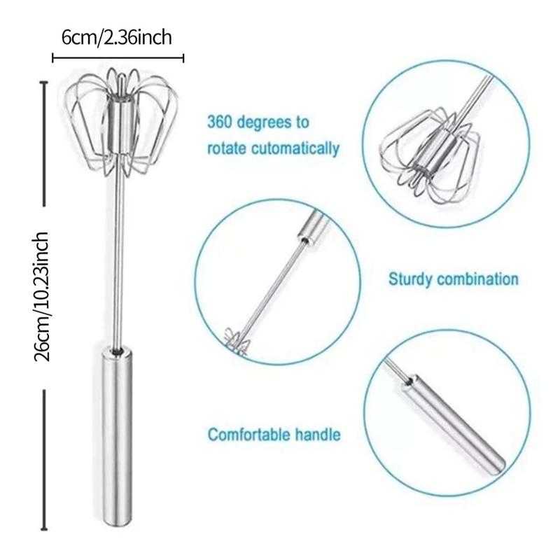 Stainless Steel Handheld Egg Beater, 1 Count Semi-automatic Egg Whisk, Egg Mixer for Kitchen Baking 1