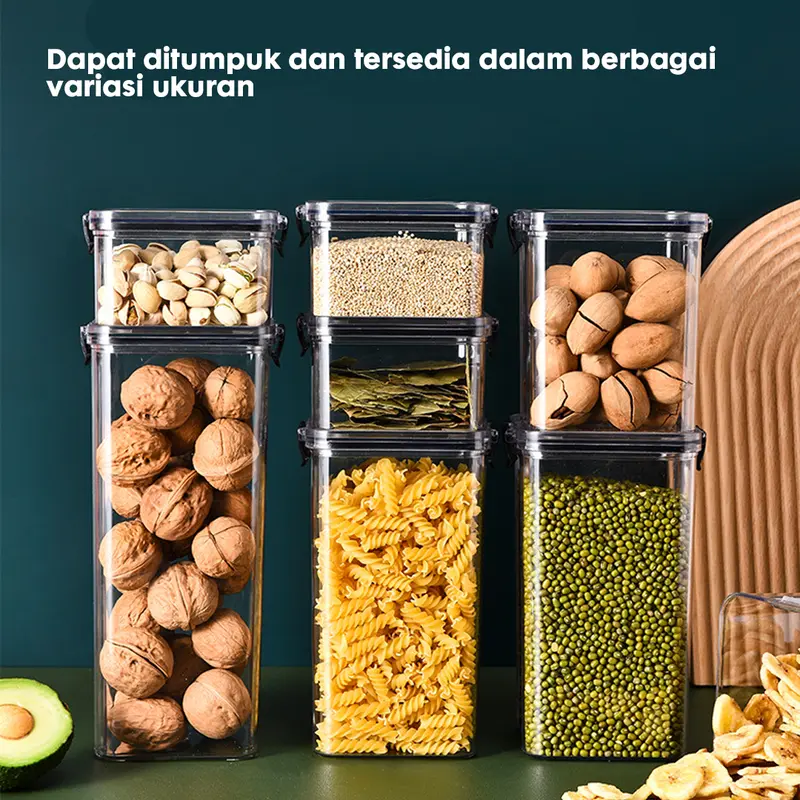 Toples kotak Makanan Snack Penyimpanan Kedap Udara Warna Anti Bocor Acrylic Kulkas Putih 2
