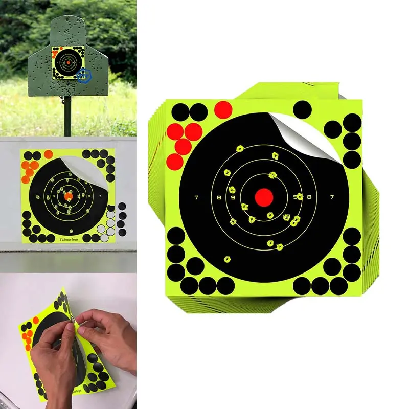 8-inch Fluorescent Self-adhesive Bow and Arrow Shooting Practice Target Paper Sticker(50 pcs/pack)