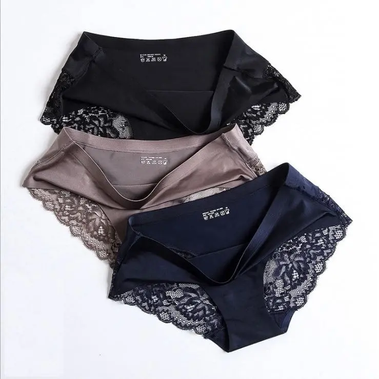 Shasha pakaian dalam wanita import celana dalam renda brief seamless ice silk lace cd ningrumshop | 3040 pita spandex  Busa Katun 0
