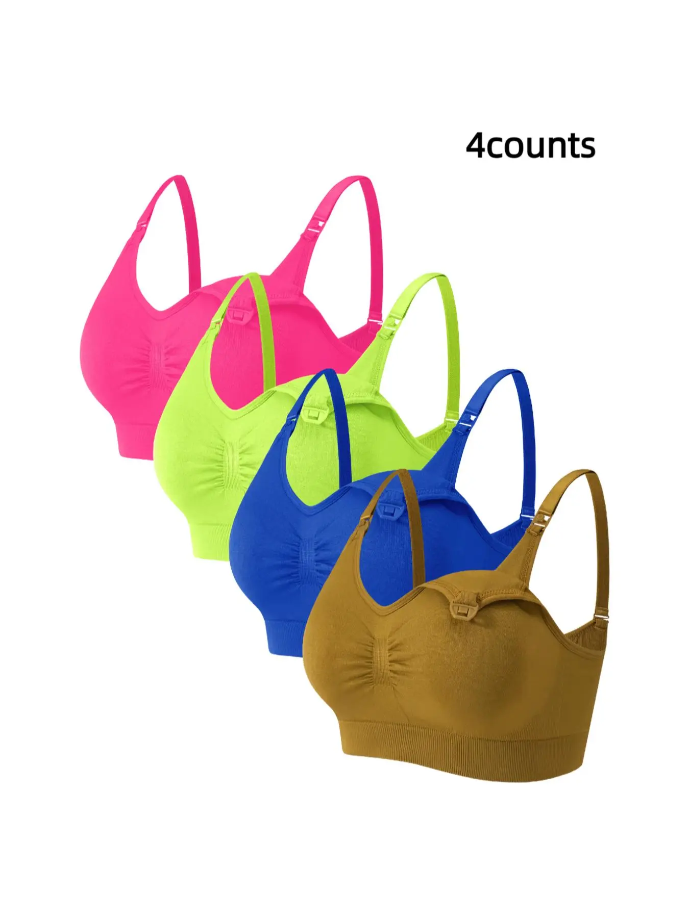 Maternity Solid Color Ruched Nursing Bra, Comfortable Seamless Front Buckle Bra for Pregnant & Postpartum Women, Maternity Underwear for All Seasons