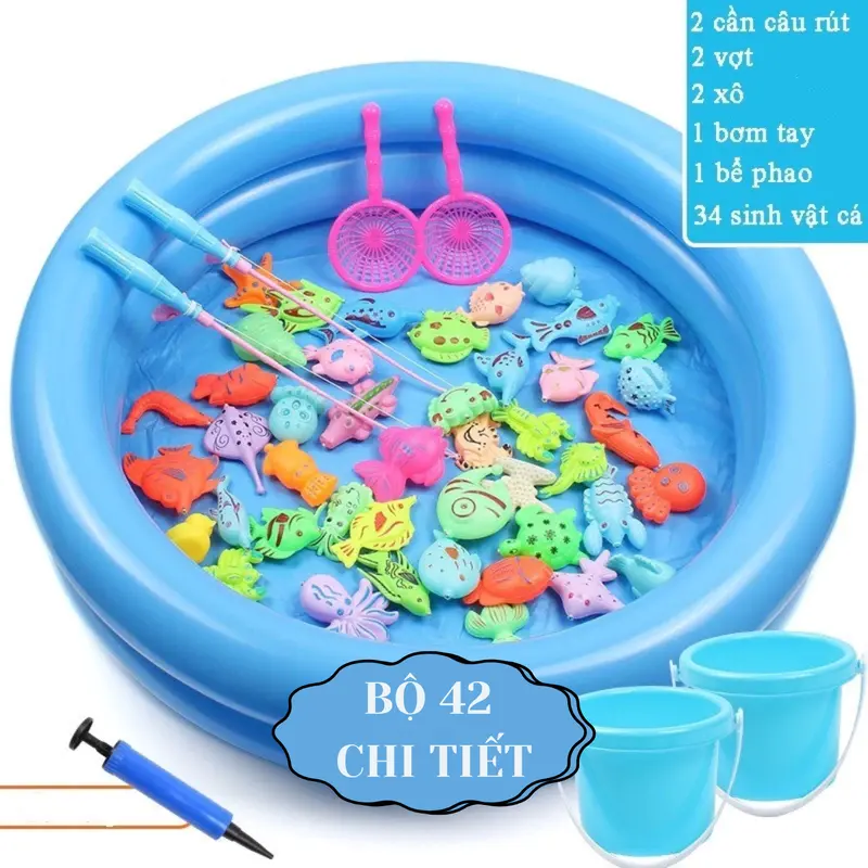 Đồ Chơi Phao Câu Cá Cho Bé Nam Châm 42 Chi Tiết Tặng Kèm Đồ Bơm Tay - Bộ Câu Cá Giải Trí Cho Bé 3