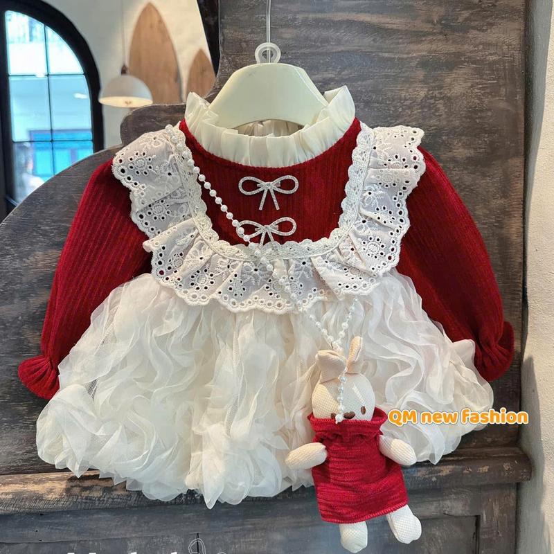   Tăg túi thỏ   Váy Nhung Tiểu Thư NemmKids Voan Sóng Có Kèm Thỏ Đi Chơi Noel Chơi TếT Đầy Tháng Cho Bé Gái Từ 4-12kg 