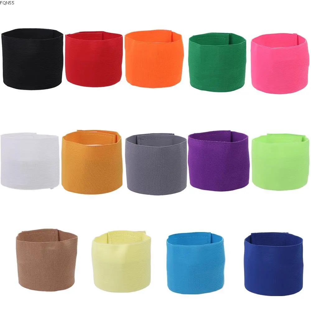 FQN55 Good Texture Adjustable Football Captain Armband Non-slip Elasticity Sports Arm Band Visibility Colorful Squad Armbands Outdoor Team Sports