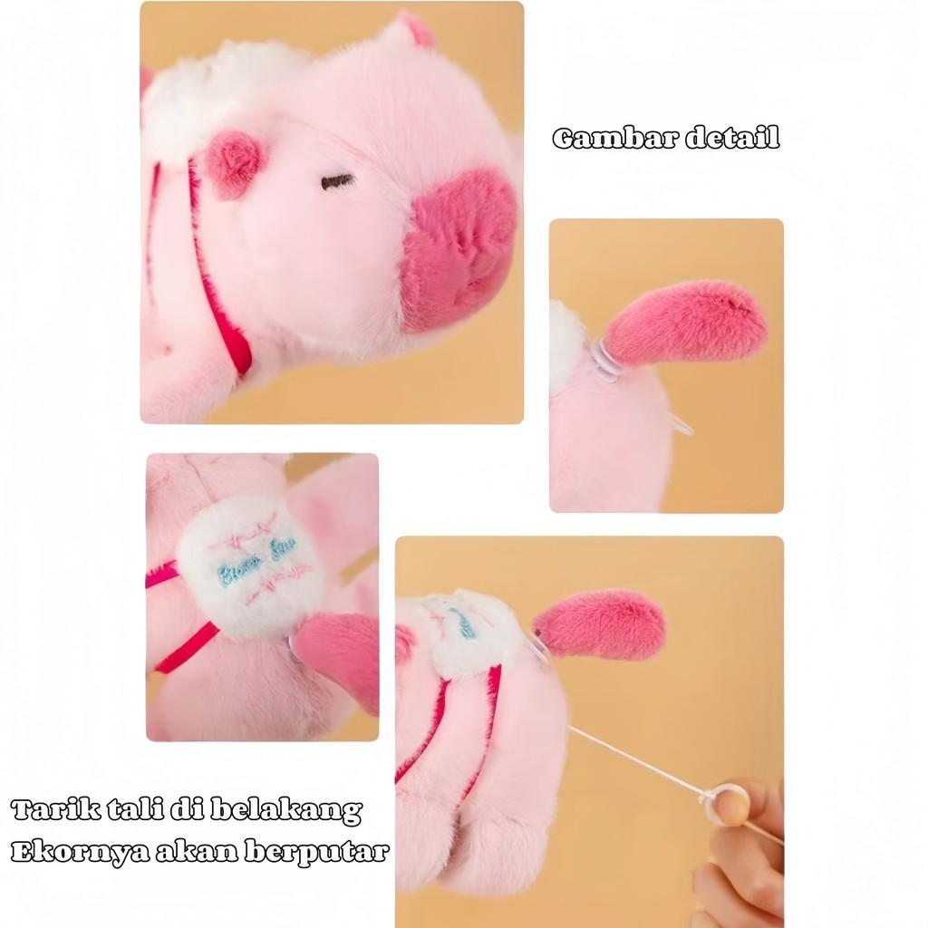 Capybara Boneka Mainan Listrik Mewah dengan Ekor Bergoyang Berjalan Baterai Remote dan Sayap Lumba-lumba Anak Dolls Gantungan Ukuran 19*11*17cm Bahan PVC Berat 145g