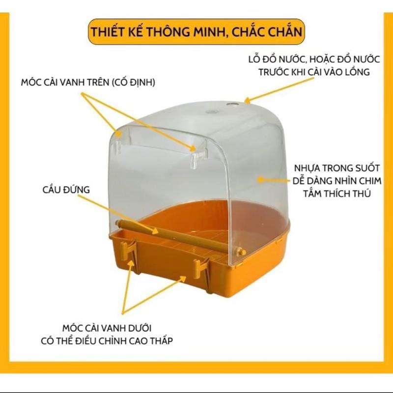 Hộp Tắm Cài Cửa Lồng Chim Nhựa ABS Cho Chào Mào , Chim Khuyên Và Mọi Loại