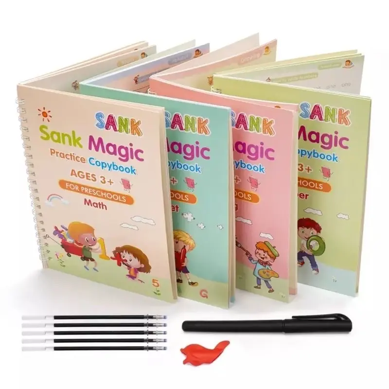 1 SET ISI 4 SANK MAGIC PRACTICE BOOK Belajar Menulis Angka Dan Huruf Anak Balita PAUD TK Buku Pen Pulpen 1