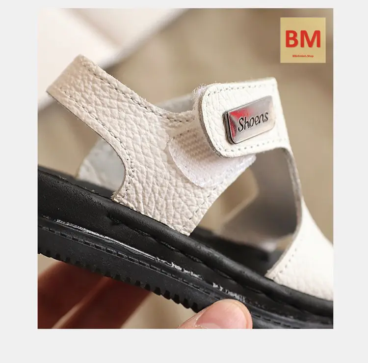 [FORM nhỏ] Sandal Quai Hậu  Trắng - Đen  Bé Trai Size21-30 Dép Sandal Dép Sandal Cho Bé BM17 da mềm, thời trang, hottrend mẫu mới HQBE 2
