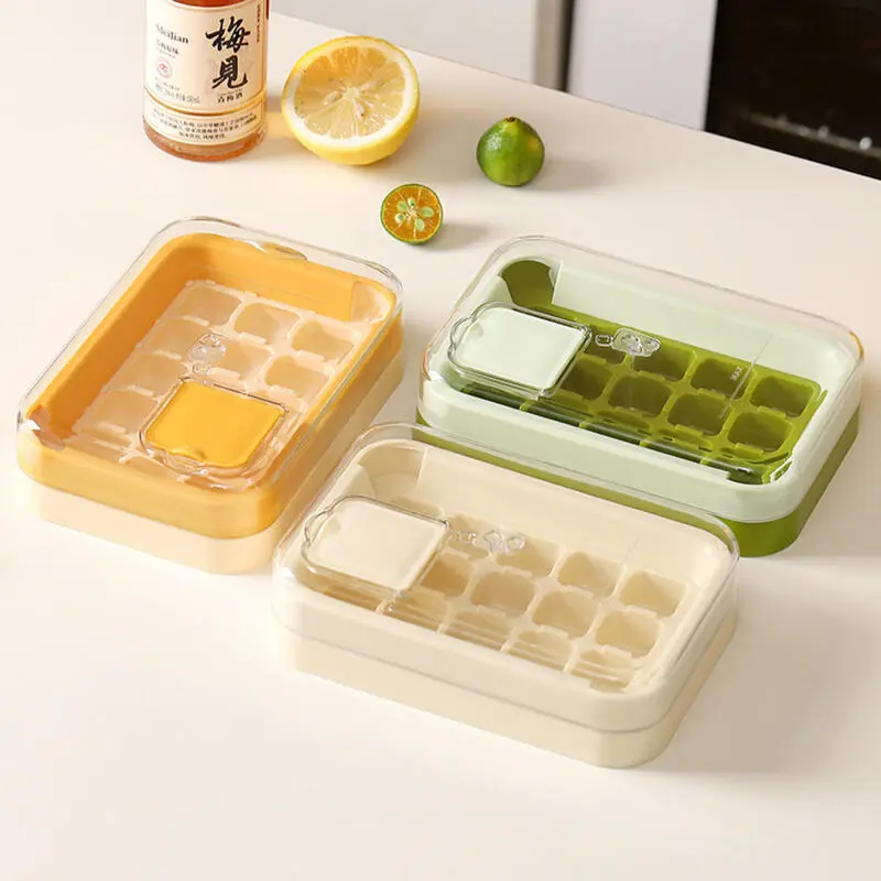 Food grade covered making box, household large capacity cube mold, silicone self-made new pressing ice grid mold box