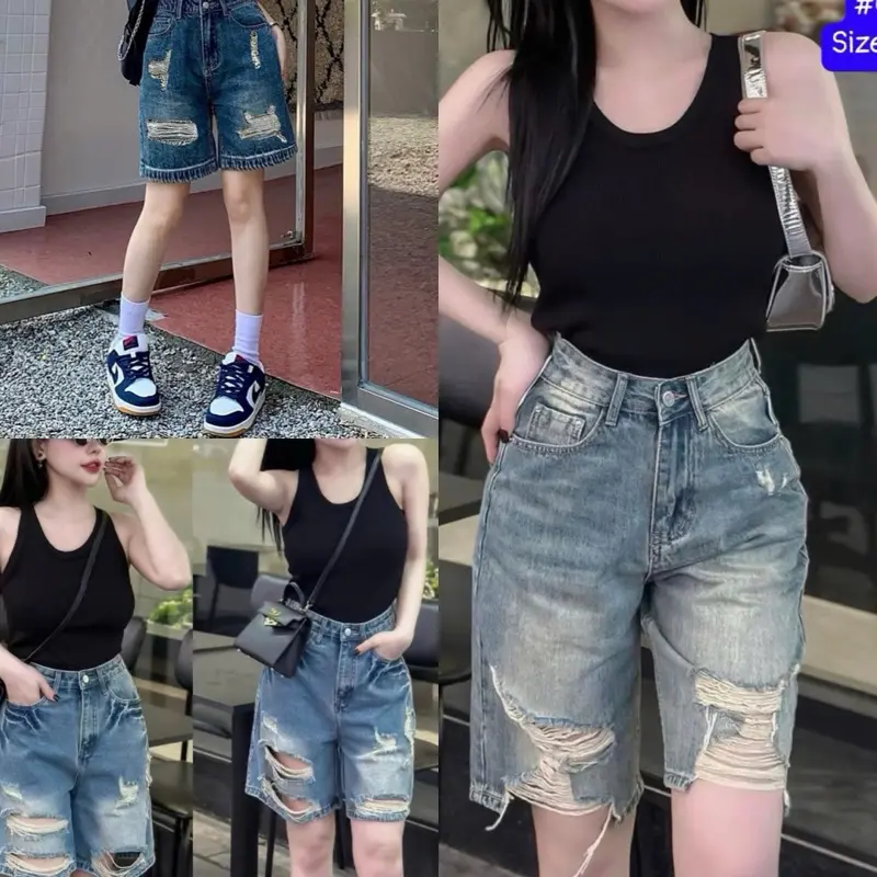 Quần NGỐ JEANS Nữ Bigsize Rách Lưng Cao SANJEANBIGSIZE 55_90kg ML