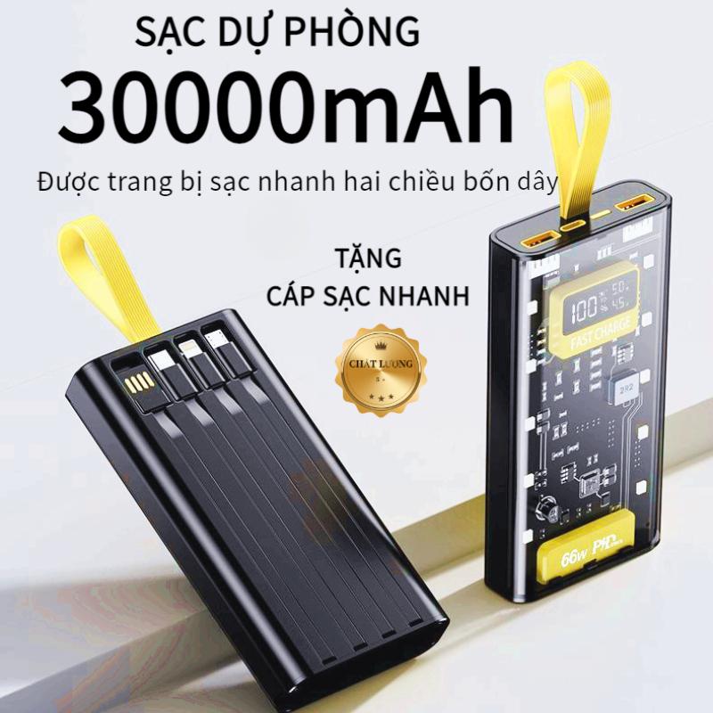 Sạc Dự Phòng HB32 30.000MAH Sạc Nhanh PD 120W 20W,Có Đồng Hồ Hiển Thị %Pin Cường Độ Dòng Điện Ampe Có Đèn Ngủ Bảo Hành 12 Tháng Sạc Pin sạc dự