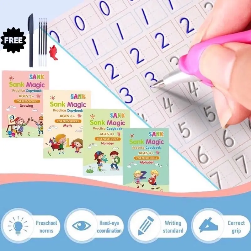 Sank Magic 3D Buku Edukasi Anak Belajar Menulis Untuk TK Angka & Huruf / buku megic 3