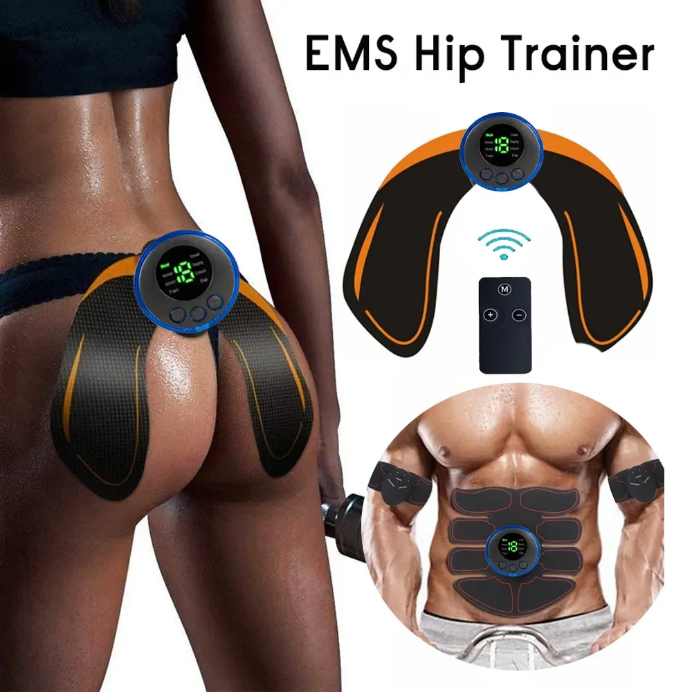 EMS Rechargeable Hip Trainer Abdominal Machine Wireless Electric Muscle Stimulator ABS Trainer Body Slimming Massage Home Fitness
