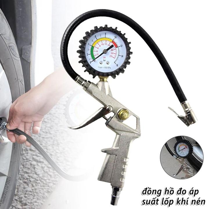 Đồng hồ đo áp suất lốp Đầu vòi bơm lốp ô tô Hàng xịn nhập khẩu 