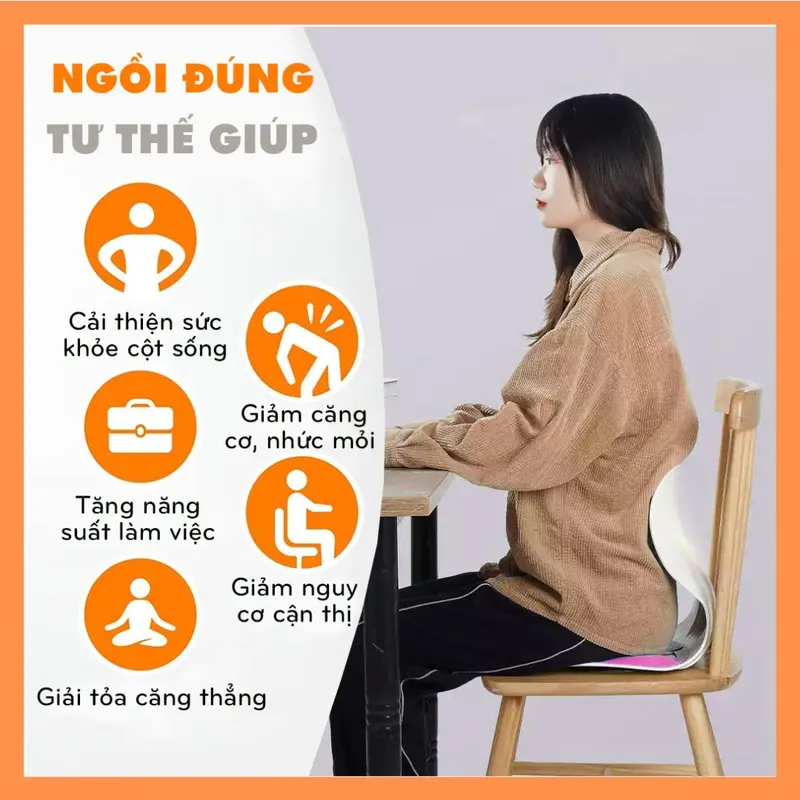 Ghế Công Thái Học chống gù lưng, ghế chống gù chỉnh dáng ngồi dành cho dân văn phòng, học sinh, sinh viên 4