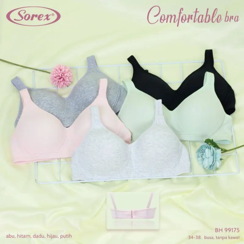 Bra BH Wanita Sorex Murah  Tanpa Kawat Busa Tipis Kait 3 (Cup B) 99175 1