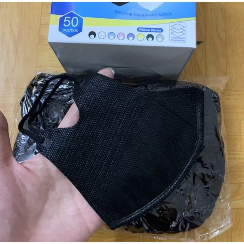masker duckbil isi 100 pis 2box/masker duckbil dewasa hitam dan putih Duckbill Mask 8